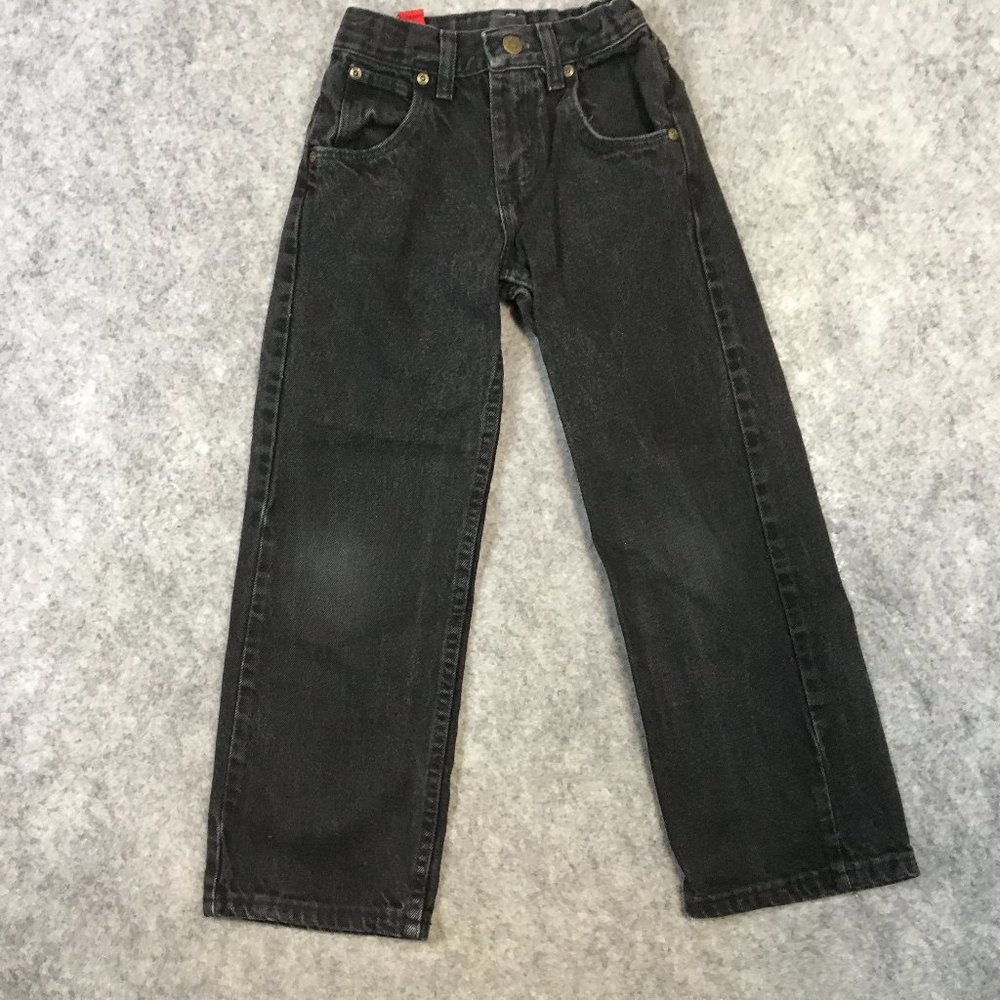 Wrangler Jeans 8 Slim Boys Youth Faded Black Adjustable Snap Waist 100 Cotton